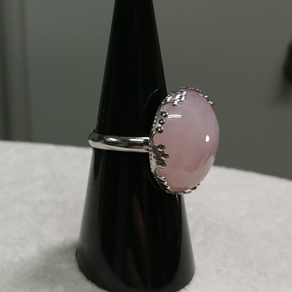 Rose Quartz Ring Natural Gemstone Adjustable Stainless-Steel Ring Pink Crystal - Picture 10 of 16